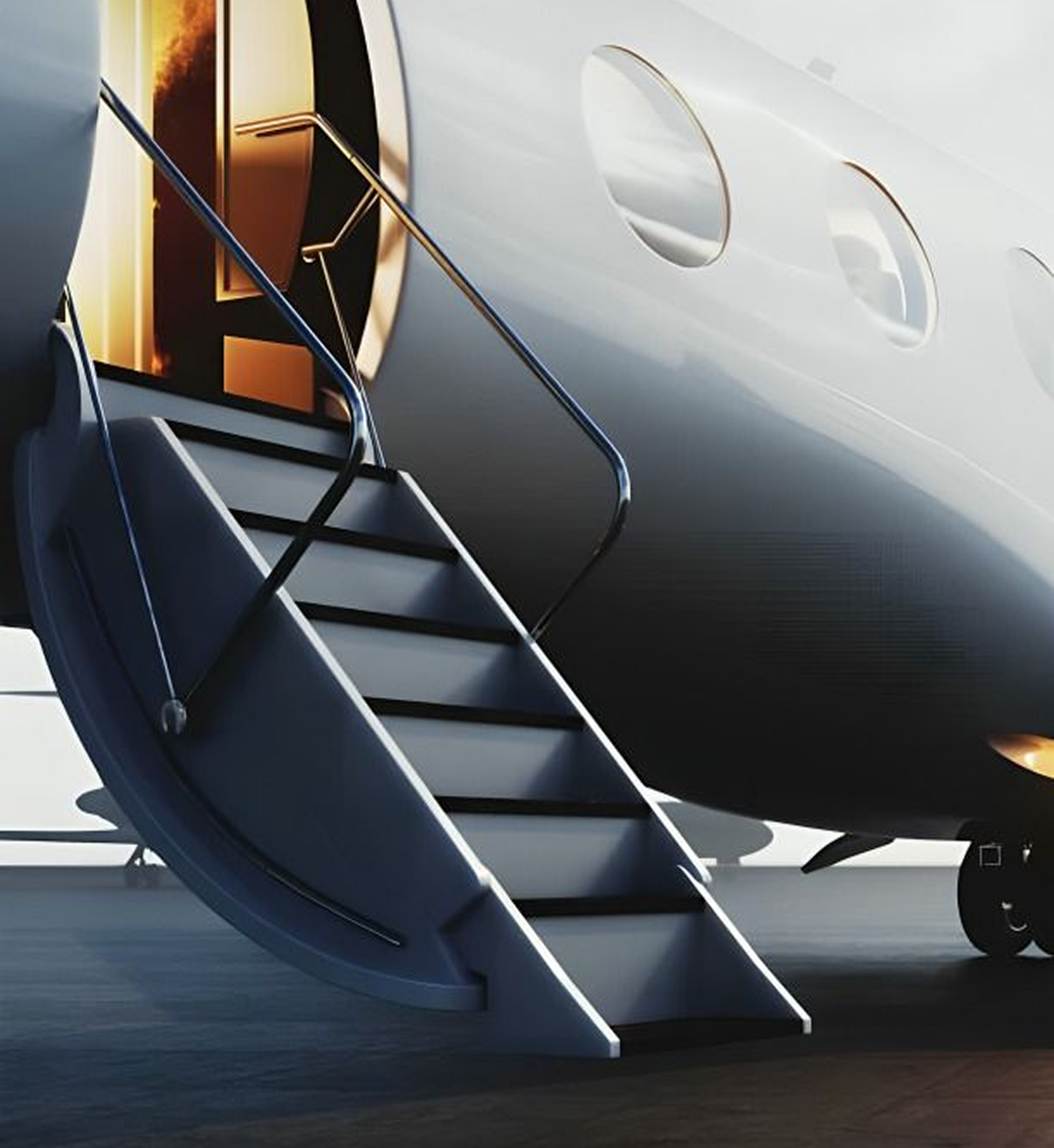 Boarding stairs of a private aircraft
