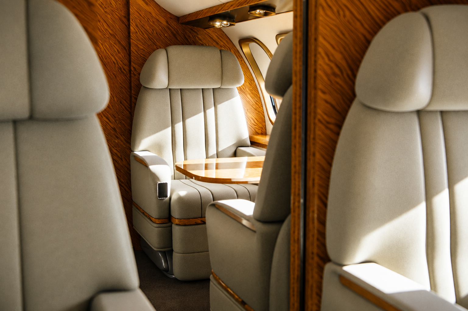 A private aircraft cabin and tailored travel experience