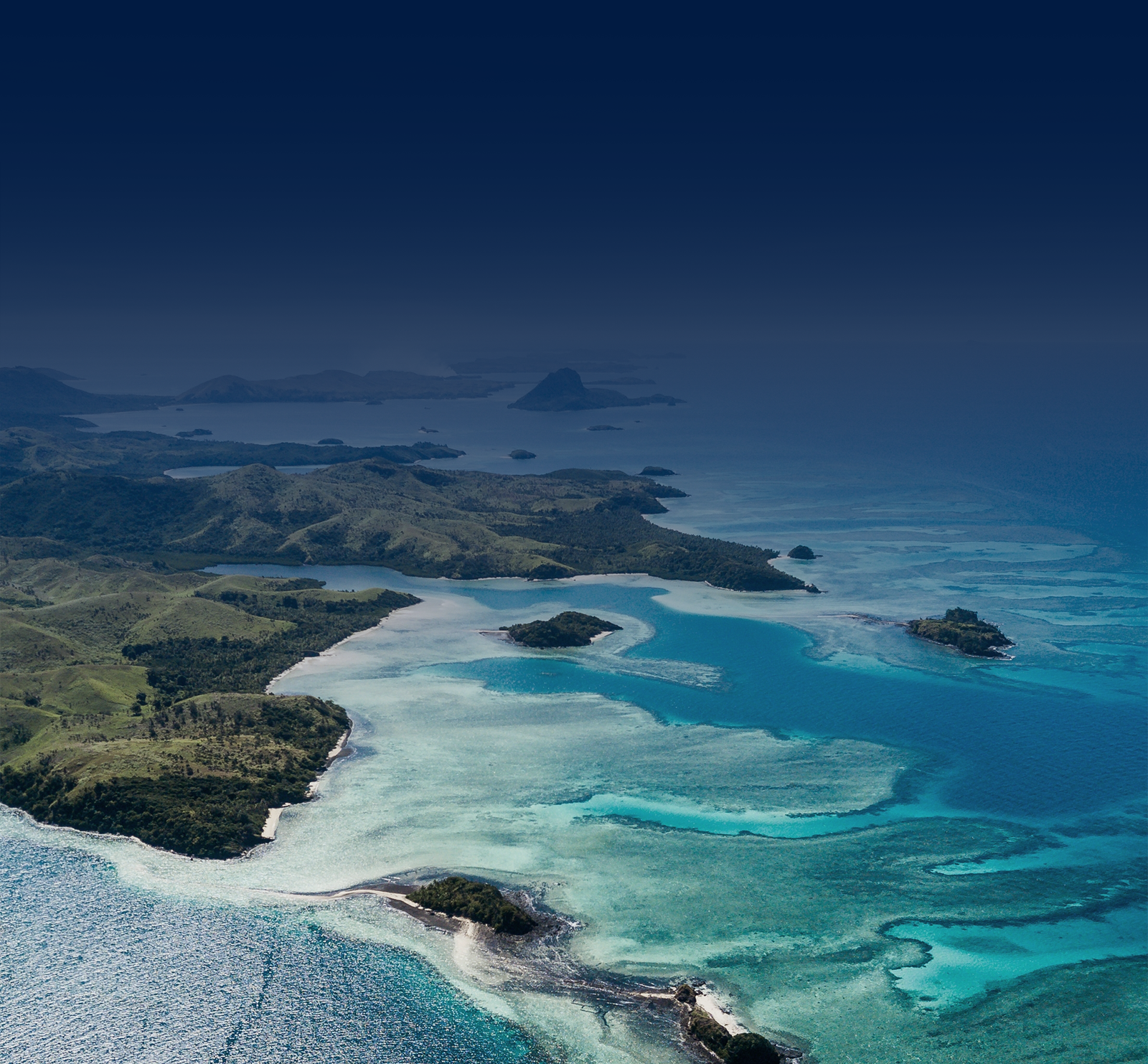 Aerial coastline and islands